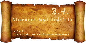 Nimberger Apollinária névjegykártya
